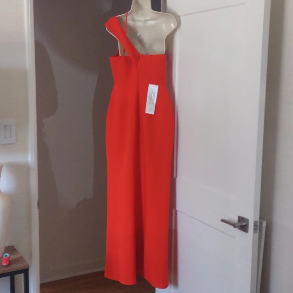 BCBGMaxAzria One-Shoulder Vibrant Orange Dress Size 8 - Picture 5 of 7